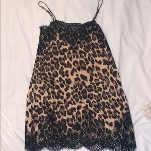 Cheetah slip dress with lace details